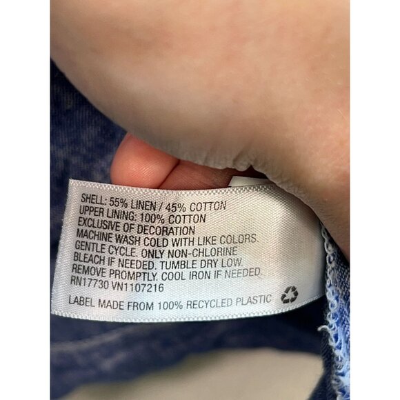 Isabel Maternity Womens Embroidered Chambray V-Neck Blouse Sleeveless Sz XS Blue - Picture 4 of 11